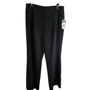 R.Q.T. BLACK WOMENS PANTS SIZE 10 NWT WIDE LEG 3 BUTTON WAIST CLOSURE ON WAIST